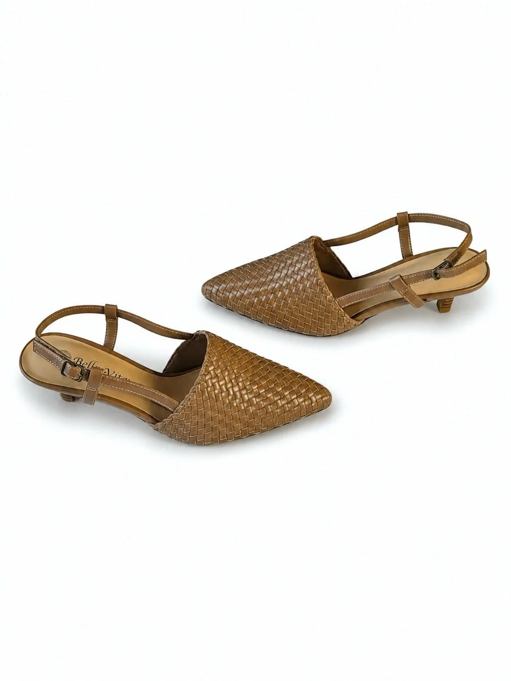 Bella Vita Nude Kaisley Woven Kitten Heel Slingback Pumps Size 8
